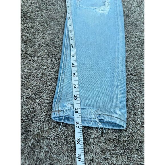 American Eagle Strigid Mom Jean Ripped Distressed Light Wash Denim High Rise 0 - Picture 8 of 14